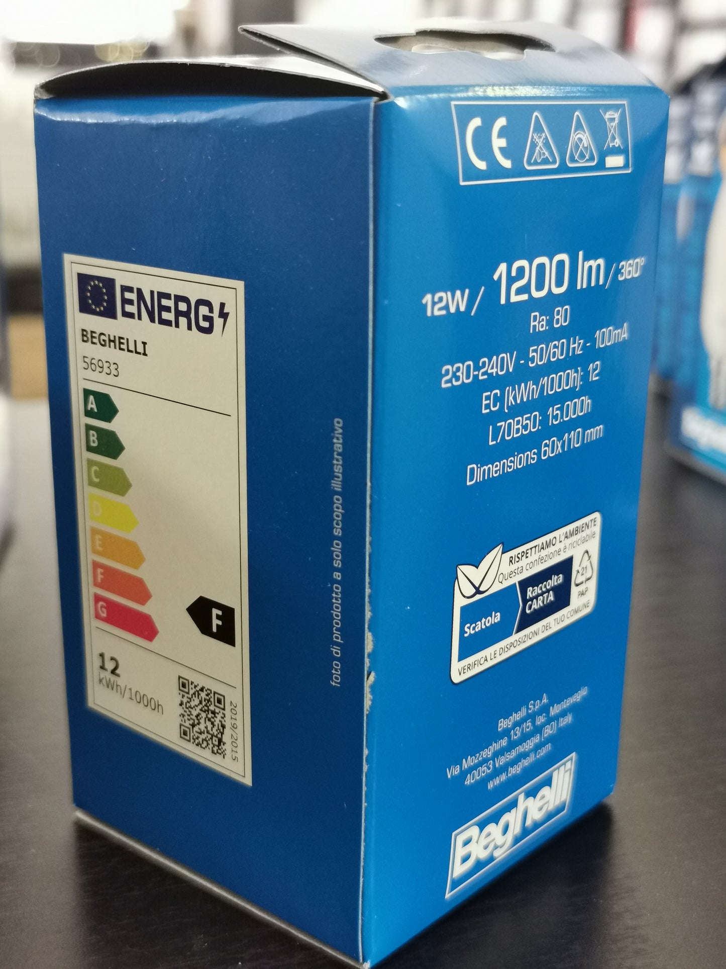 Beghelli 56933 – Lampada LED Goccia E27 12W 3000K Luce Calda