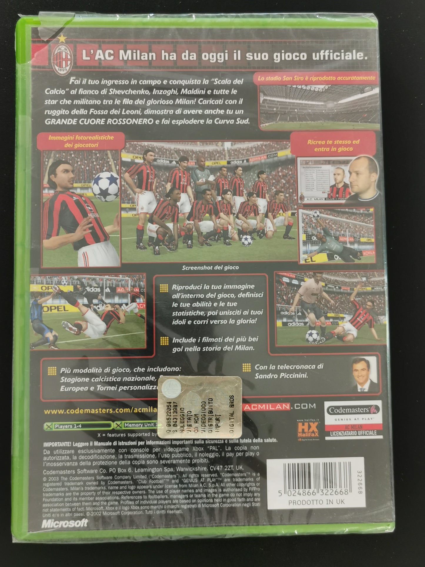 AC Milan Club Football Stagione 2003/2004 (Xbox) *Nuovo