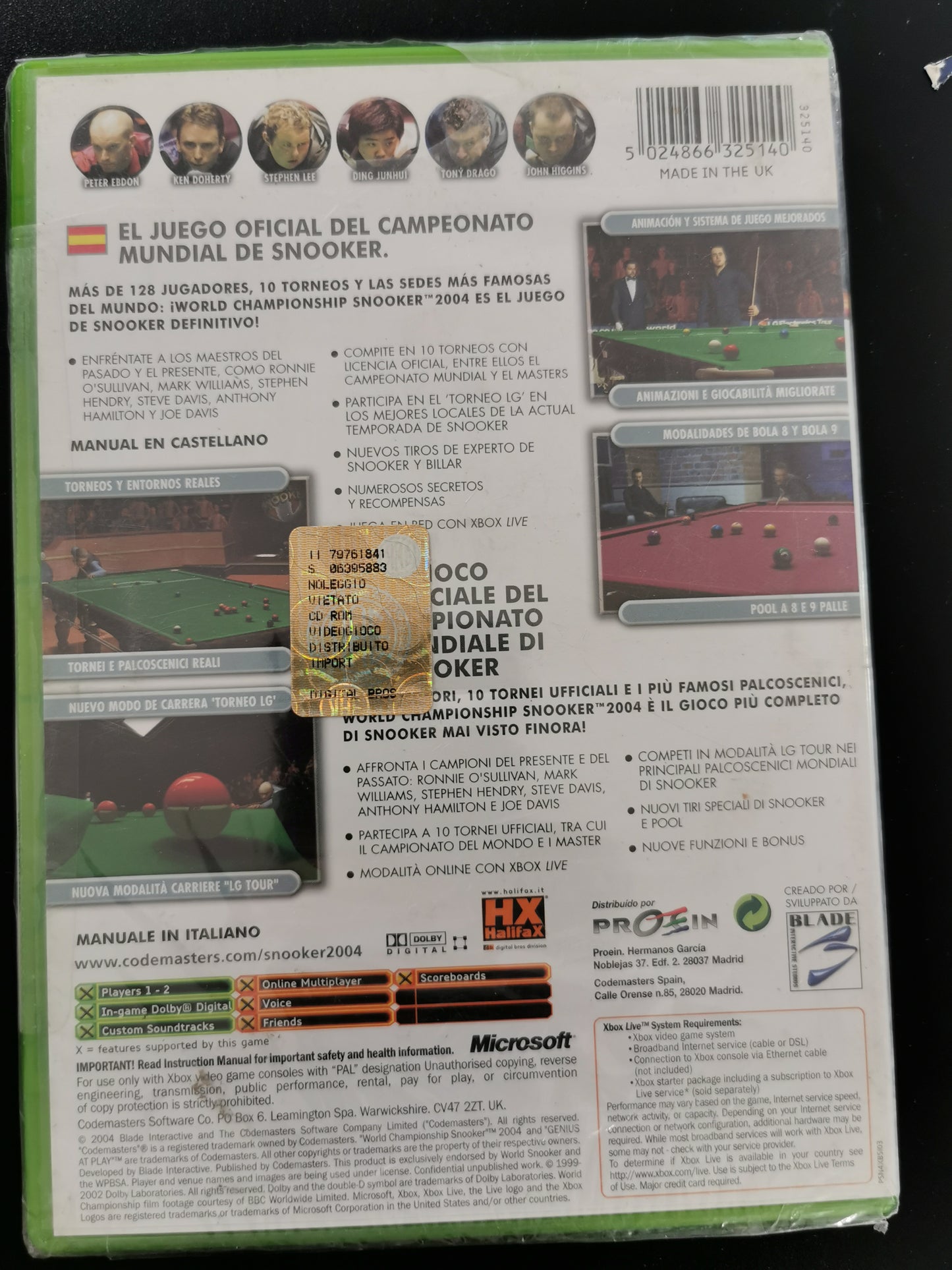 World Championship Snooker 2004 (Xbox) *Nuovo