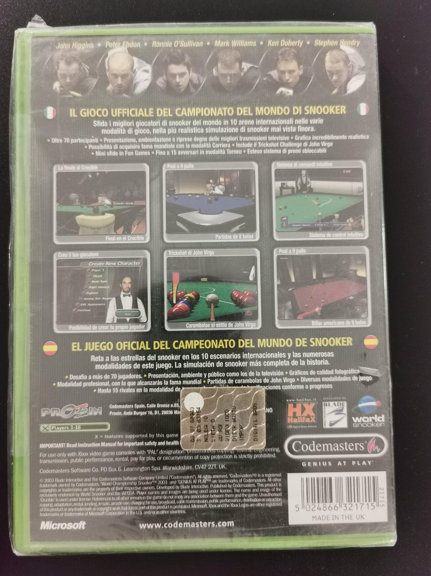 World Championship Snooker 2003 (Xbox) *Nuovo