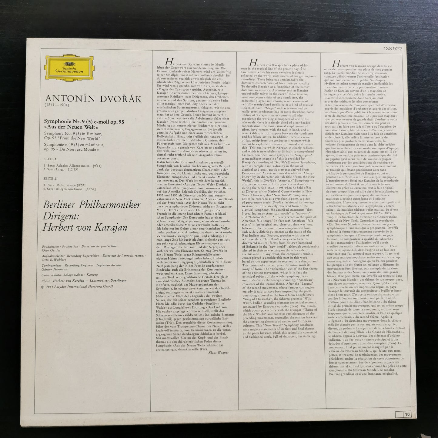 Antonín Dvořák – Sinfonia n. 9 “Dal Nuovo Mondo” – Herbert von Karajan (LP)