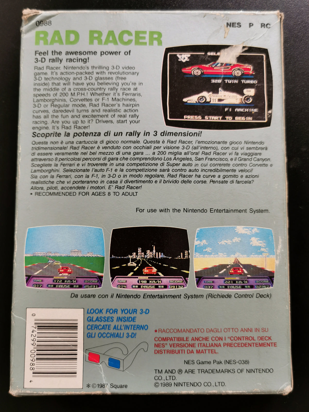 Rad Racer (NES) – NO manuale, SI occhiali 3D