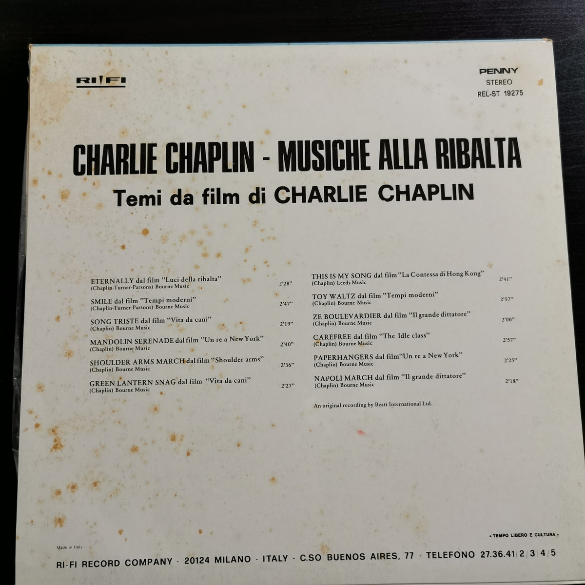 Charlie Chaplin – Musiche alla ribalta (LP)
