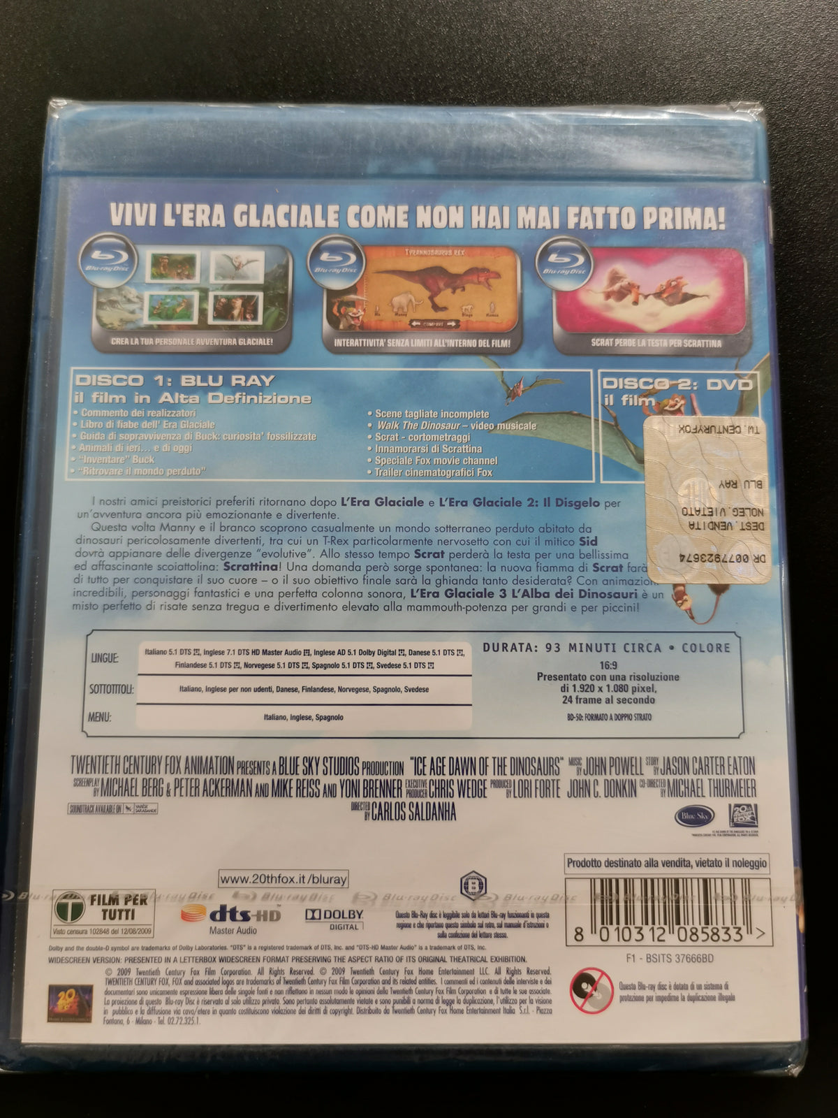 L’Era Glaciale 3: L’Alba dei Dinosauri (Blu-ray) + (DVD) *Nuovo