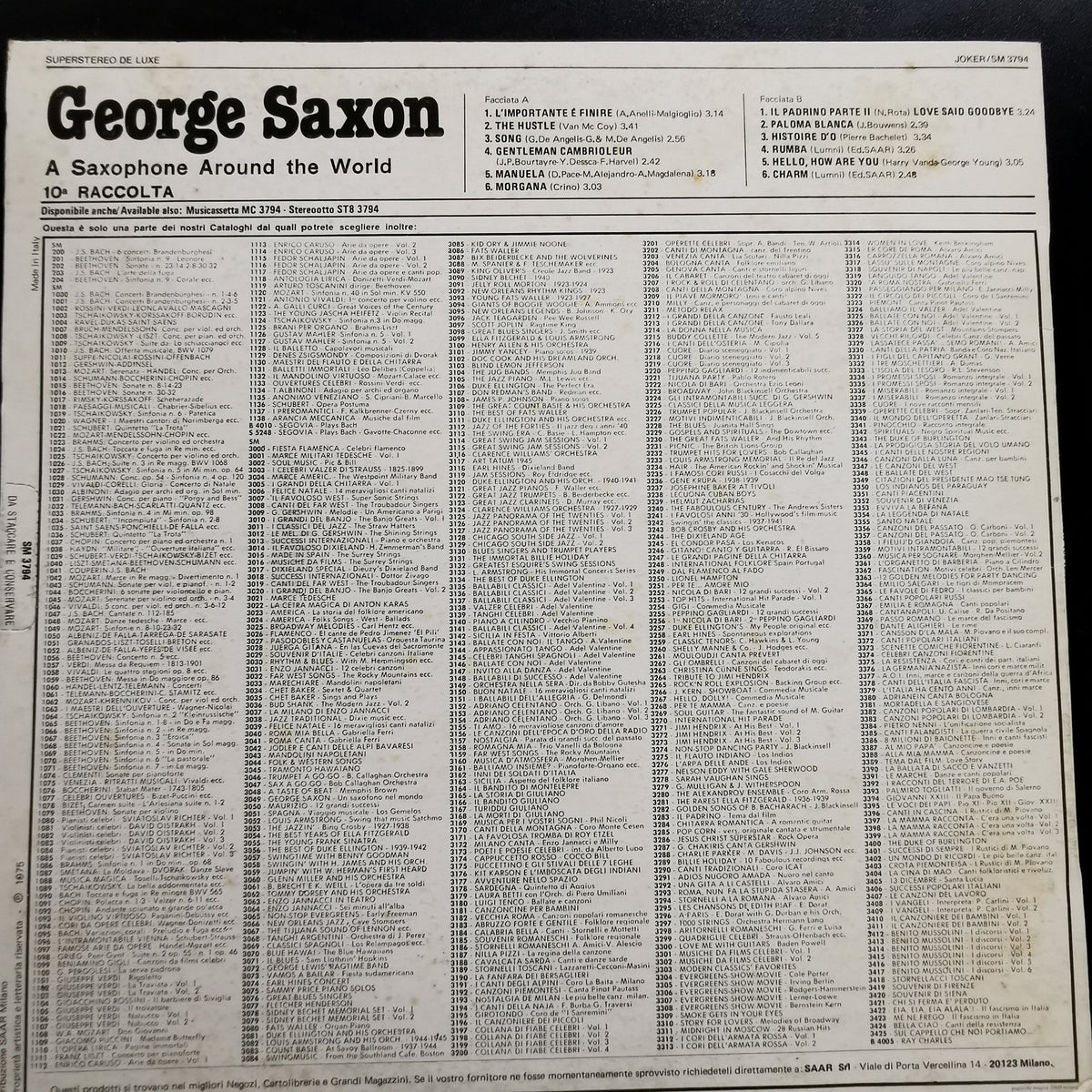 George Saxon - A Saxophone Around the World - 10ª Raccolta (LP)