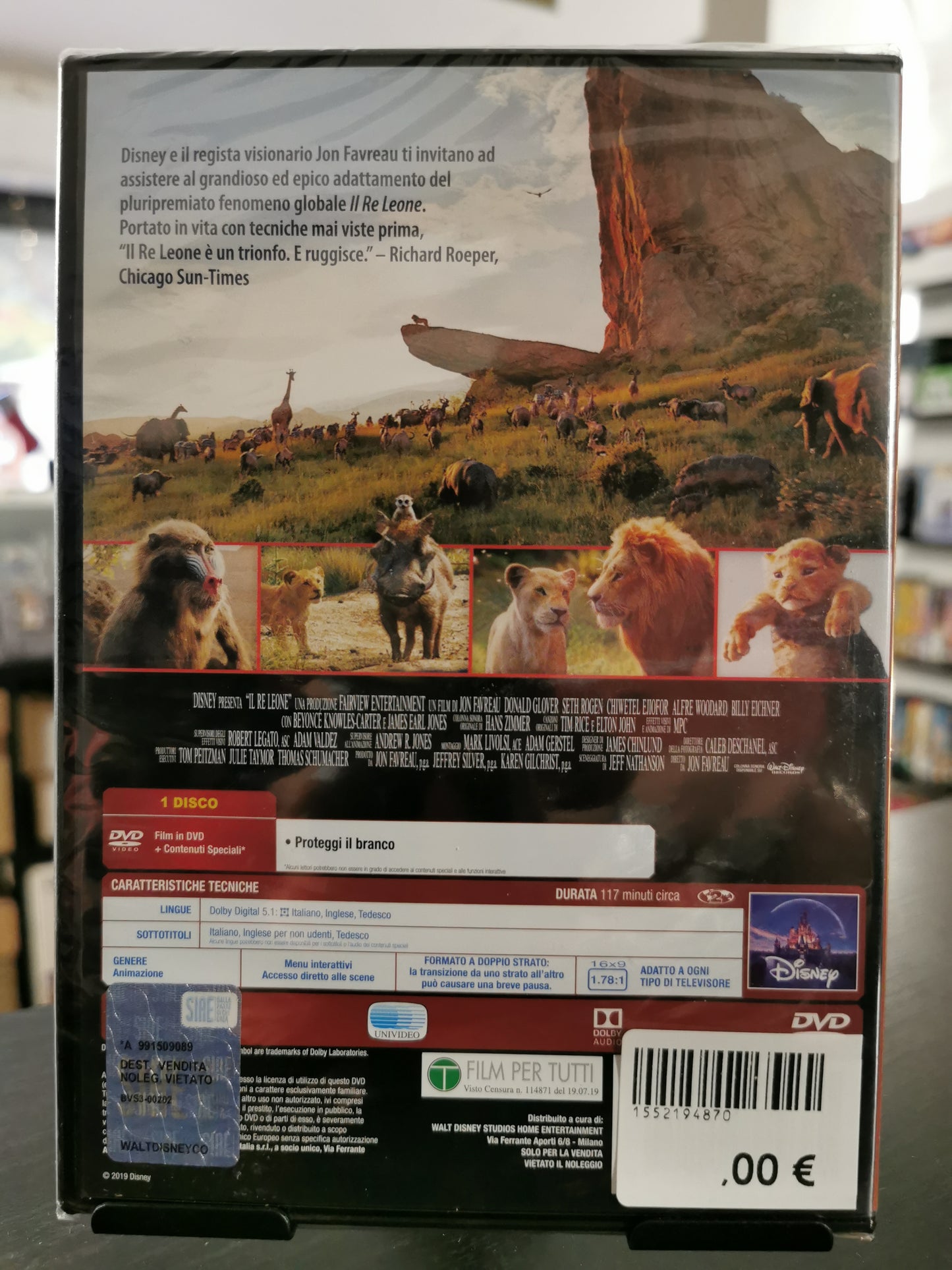 Il Re Leone - Live Action edizione 2021 (DVD) *Nuovo
