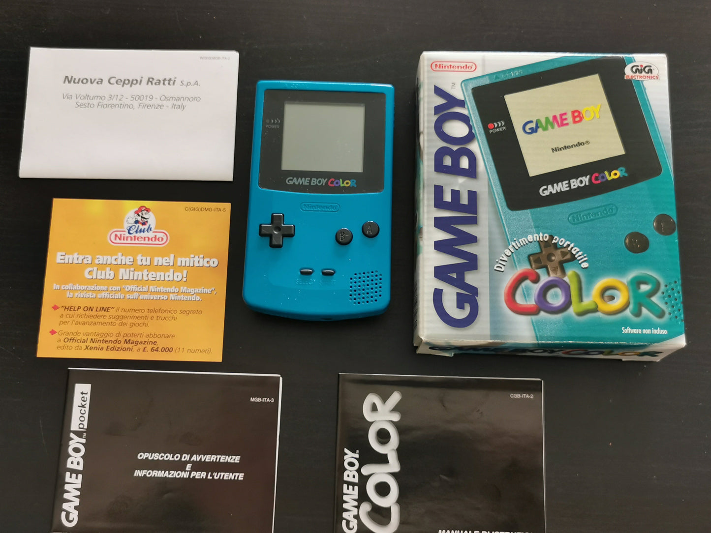 Game Boy Color Turchese - Versione GiG Electronics / Ceppi Ratti - Boxato