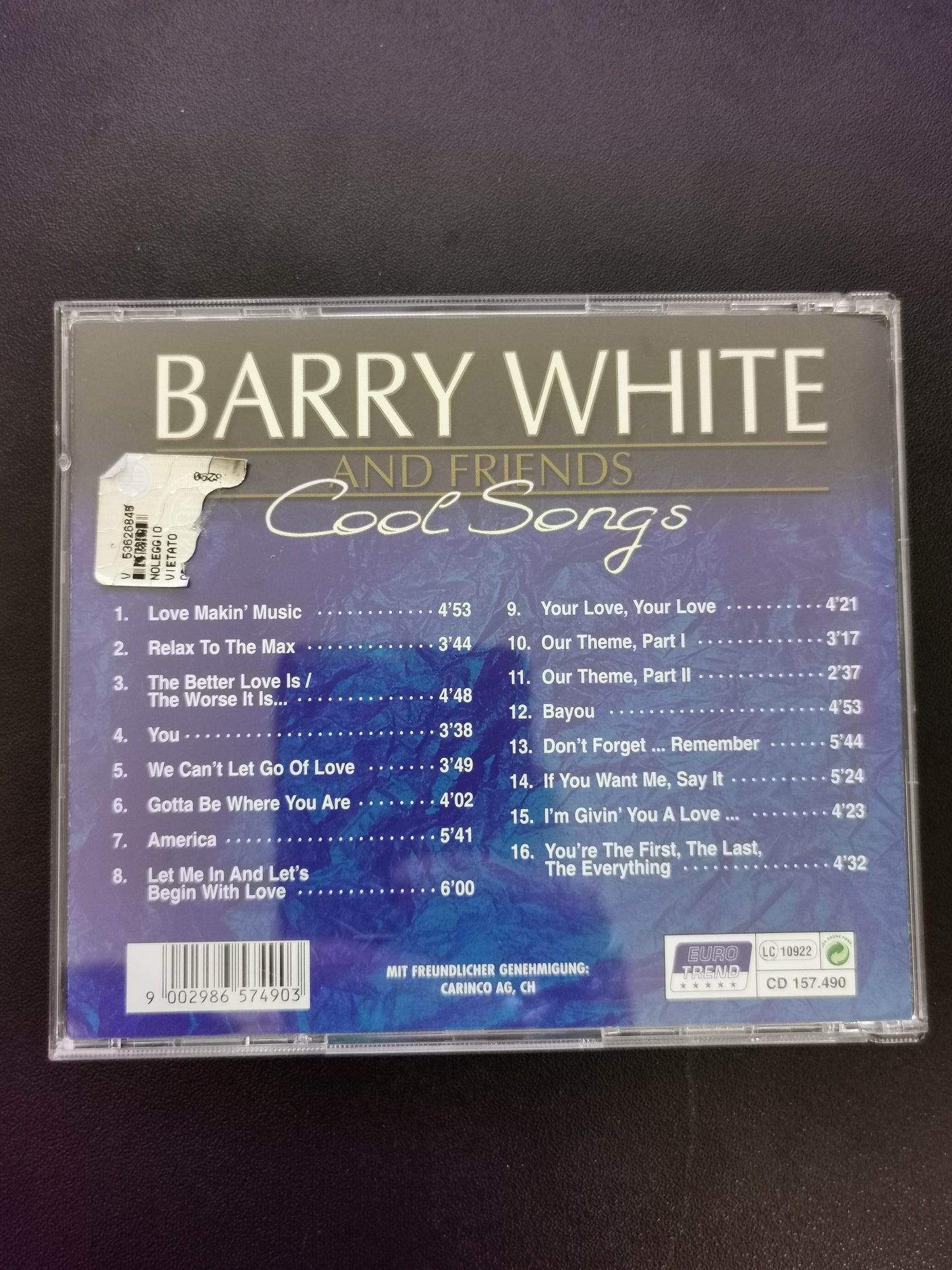 Barry White and Friends – Cool Songs (CD Audio)