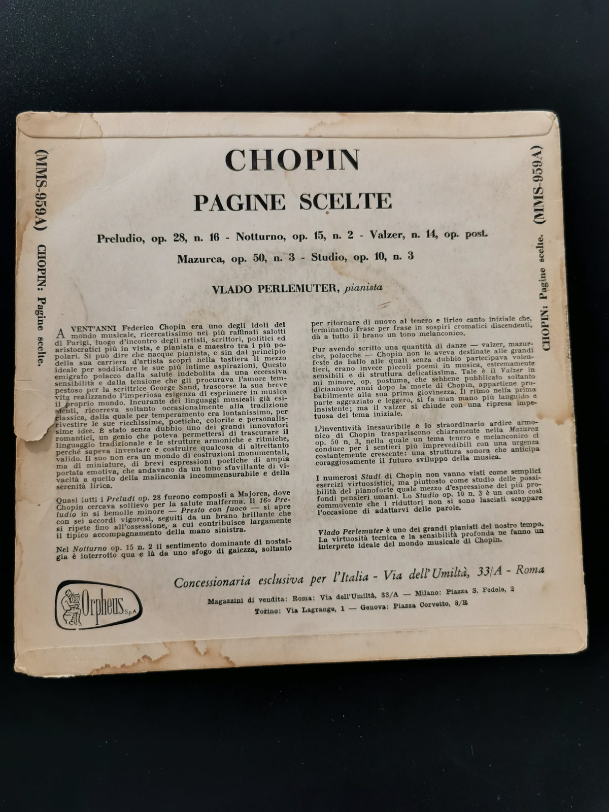 Chopin – Pagine scelte – Vlado Perlemuter (7" EP)