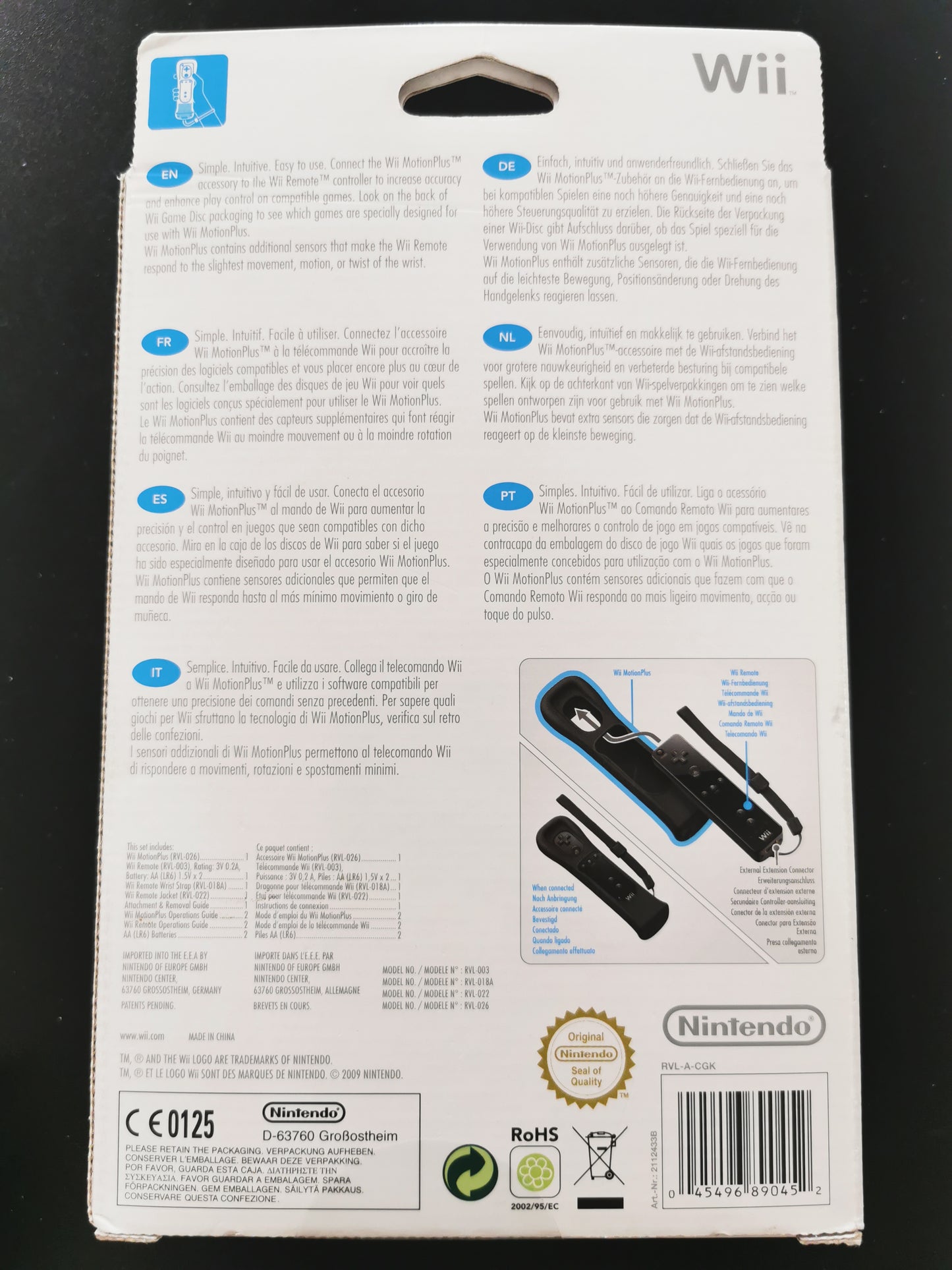 Telecomando Wii nero con Wii MotionPlus (Accessori)
