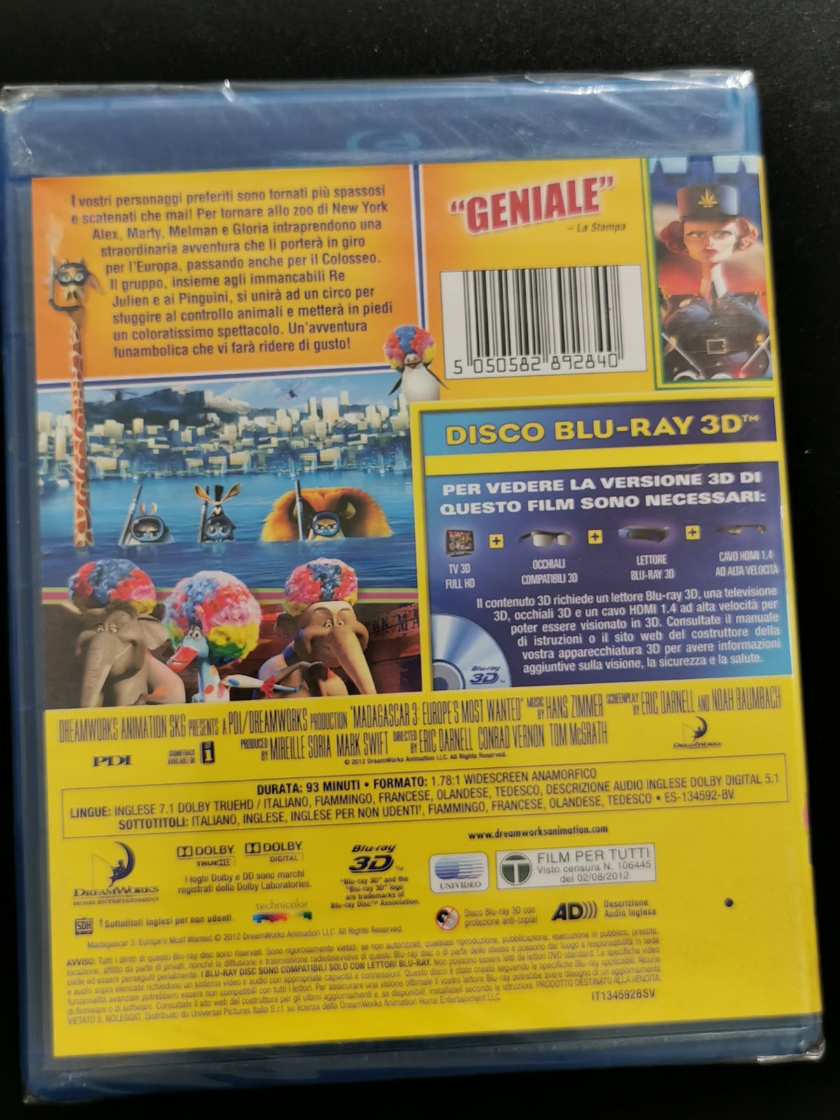 Madagascar 3: Ricercati in Europa 3D (Blu-ray) *Nuovo
