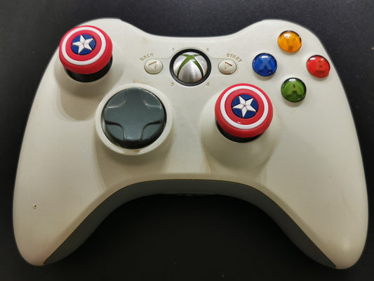 Controller Wireless Microsoft Xbox 360 Bianco con Copristick Captain America - K4M8