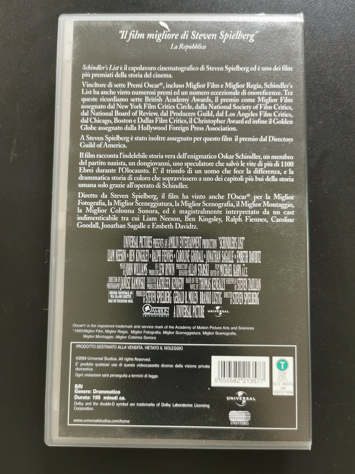Schindler's List (VHS)