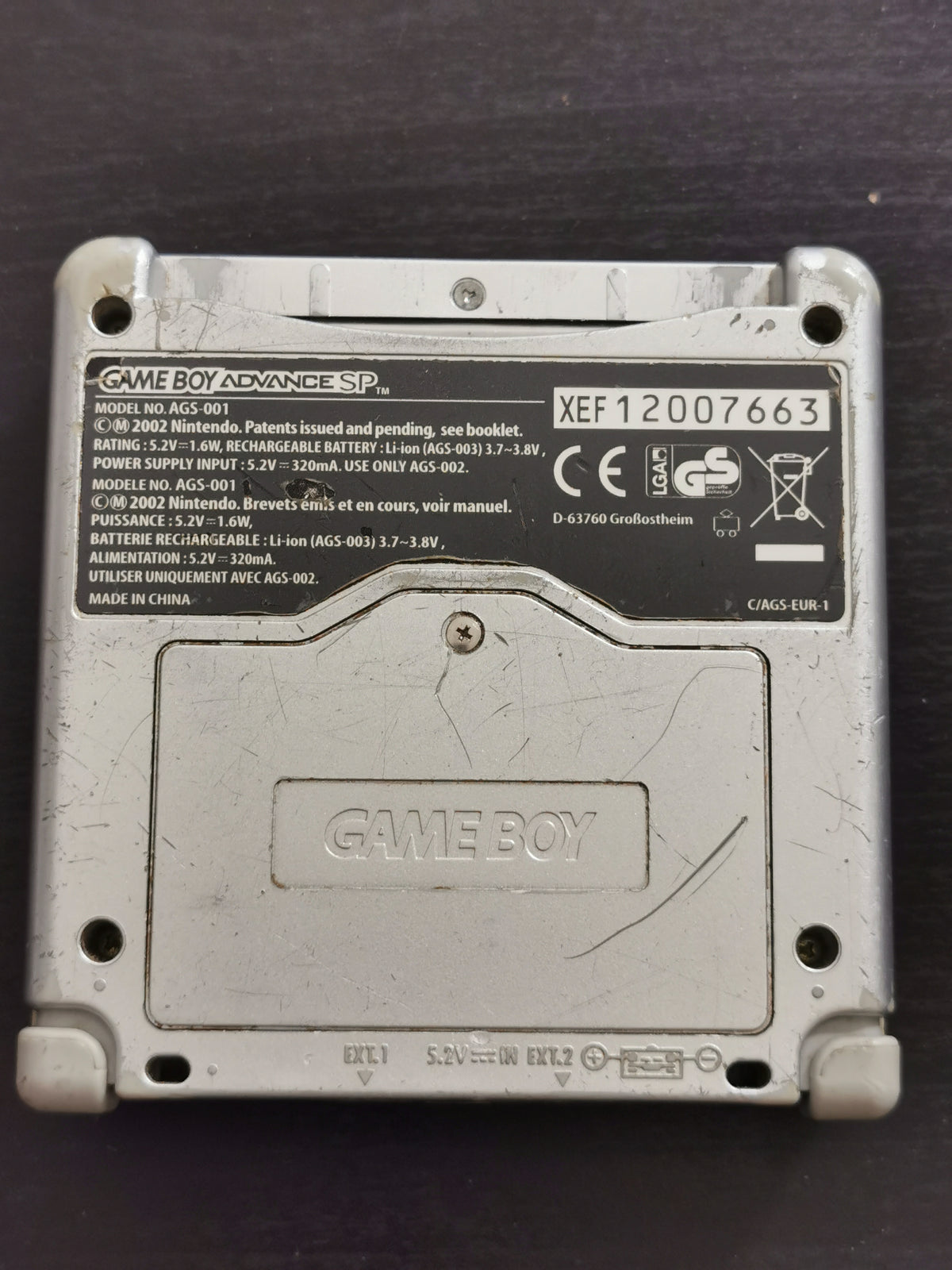 Nintendo Game Boy Advance SP Argento AGS-001