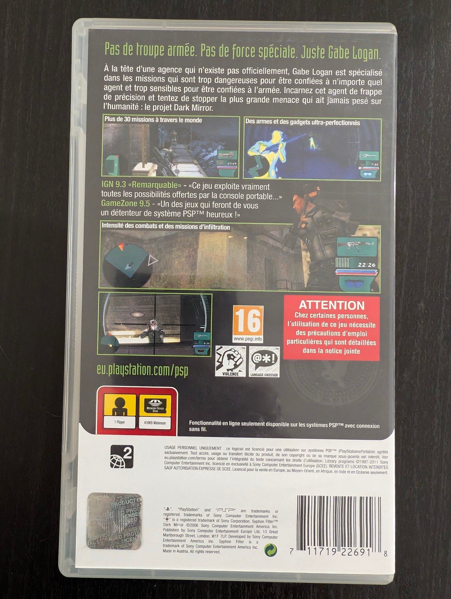 Syphon Filter: Dark Mirror (PSP) - Essentials